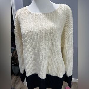 Y2K Jones New York Sport Sweater Adult Cream & Block Cotton Blend Womens Size L